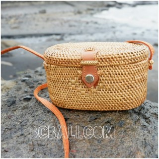 ethnic hand woven grass ata small bags handmade leather strap 